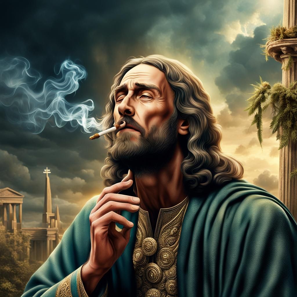 Jesus Christ Smoking a Joint: Digital Matte Painting
