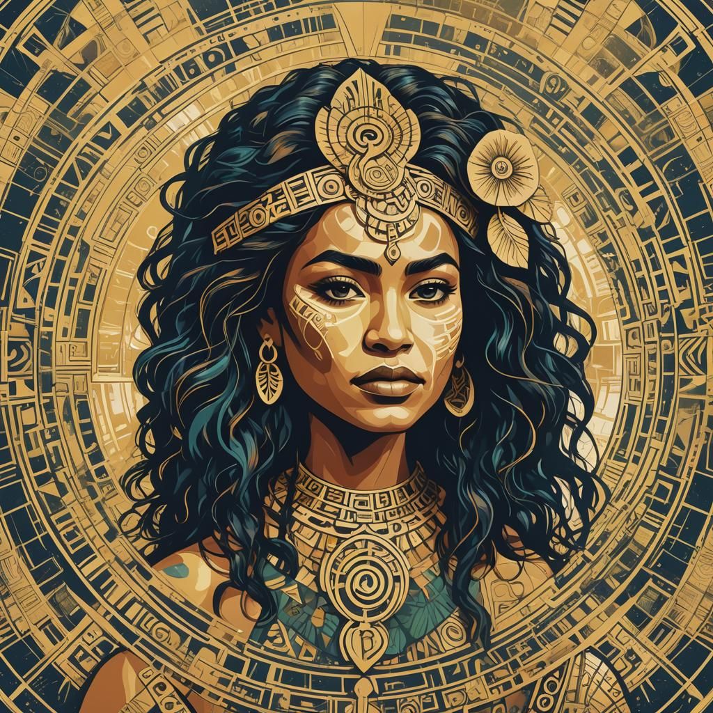 Geometric Maori Moana Pop Art in Triadic Colors