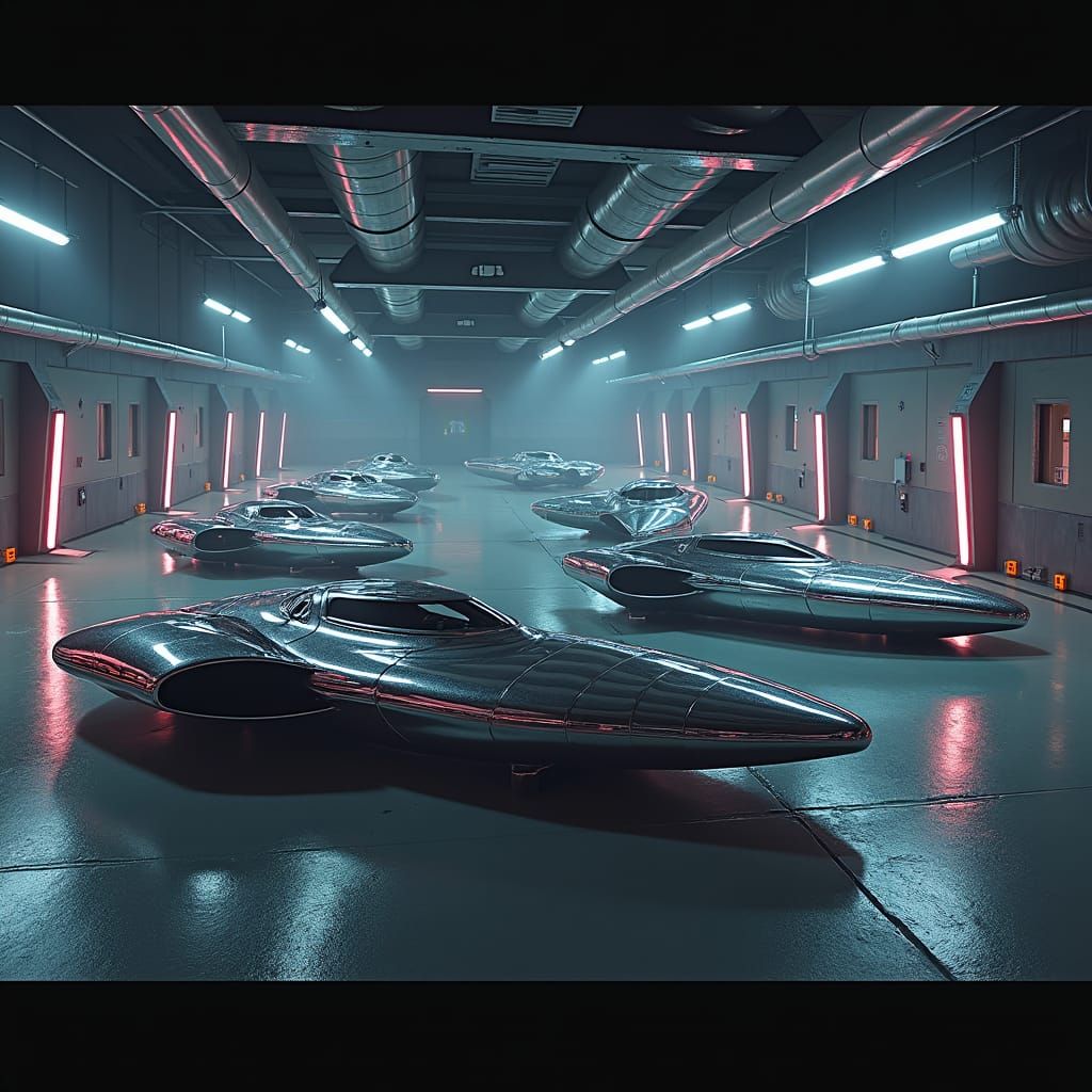GTA V garage filled with chrome starships