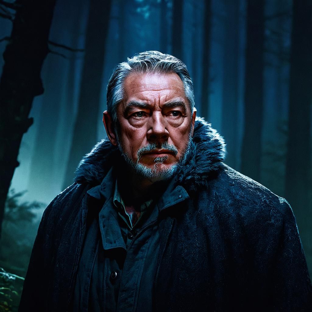 Dark Fantasy Forest Walk with Wolf, Ethereal Moonlight