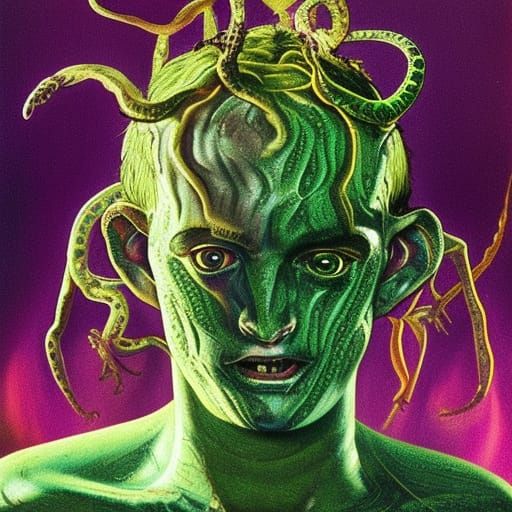 Medusa Portrait in Hyperrealistic Style