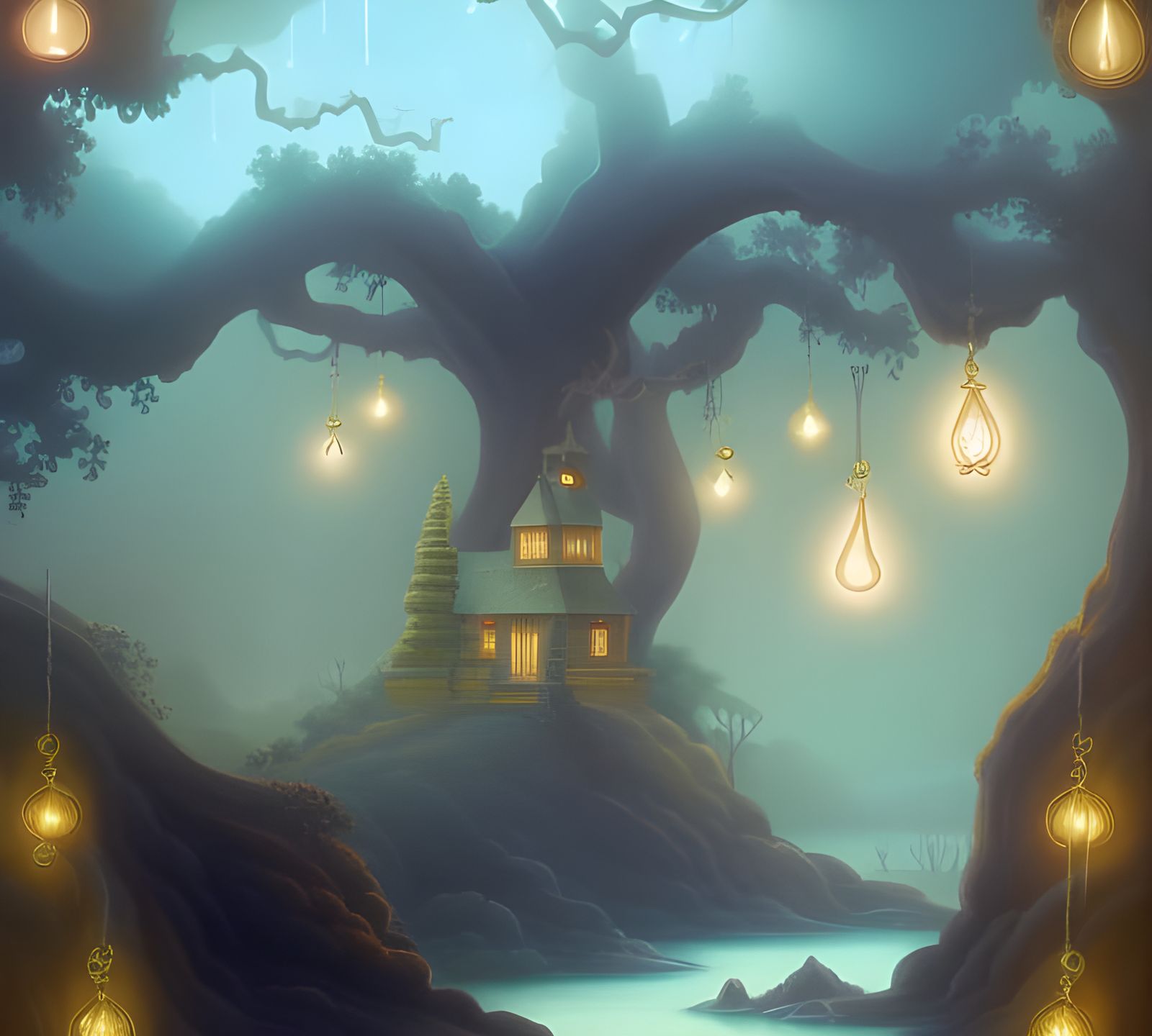 Electric Magic Tree with Luminous Sparkles