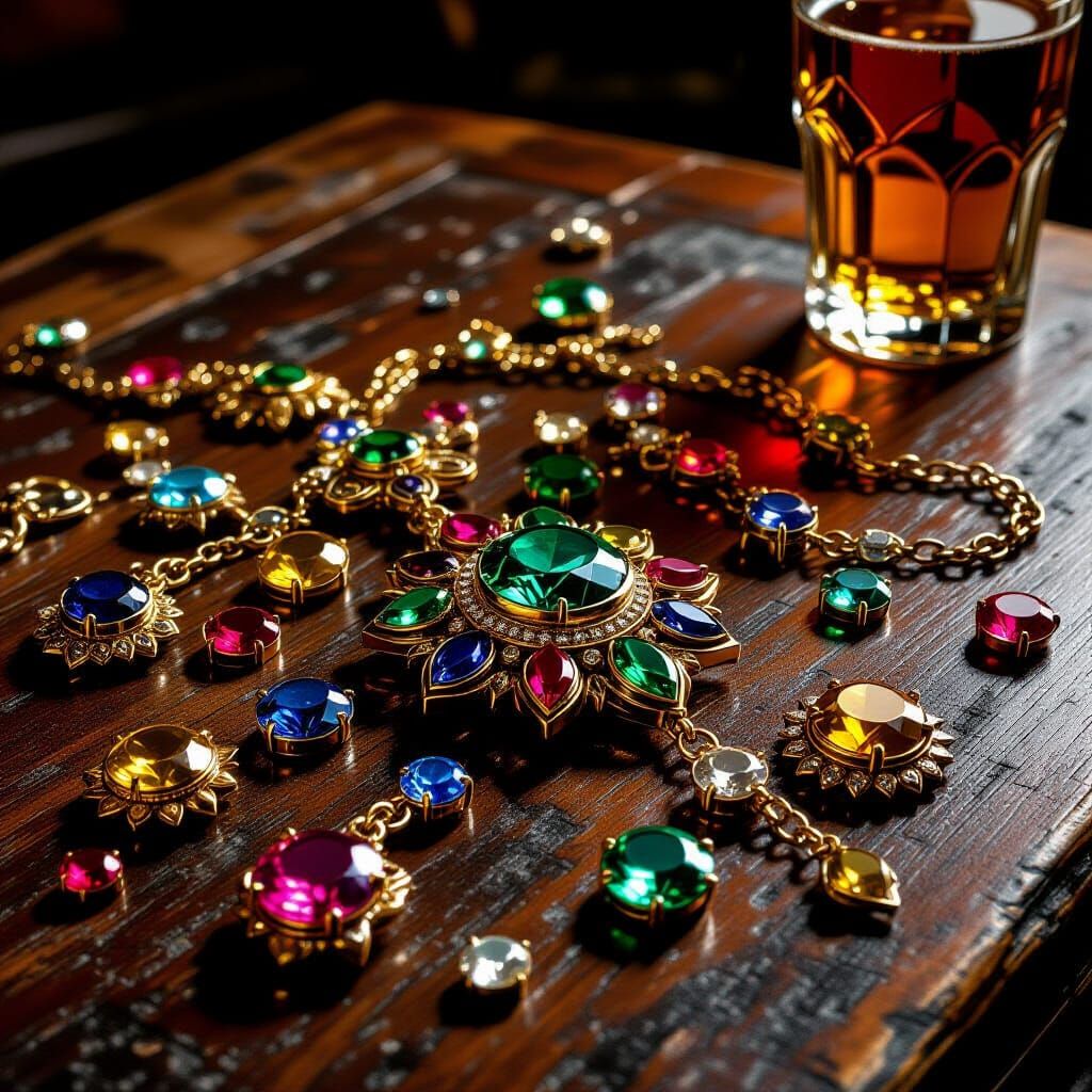 Antique Jewellery on Pub Table in Yu-Gi-Oh! Style