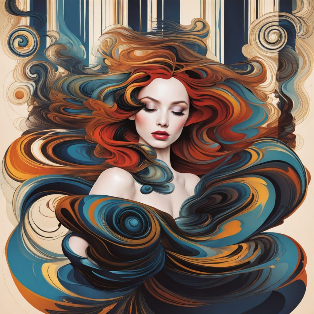 Swirling Graphic Masterpiece: Lucid Melt Composition