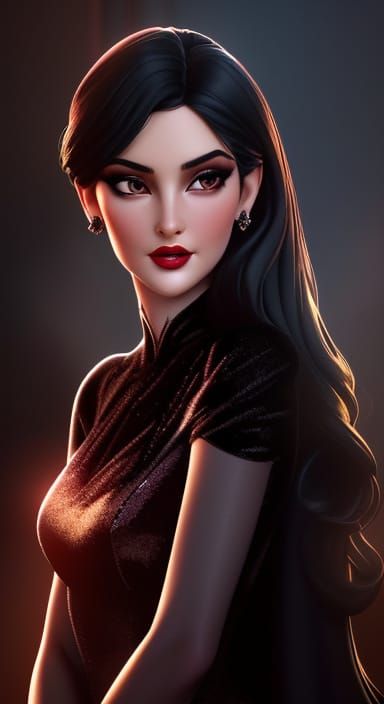 Glamour Portrait of Woman in Black Gown