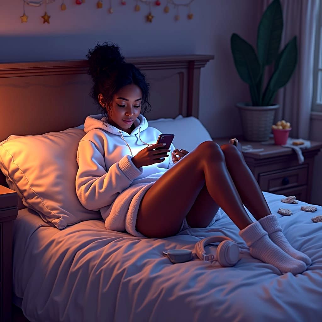 A Young Woman in Cozy Relaxation Mode