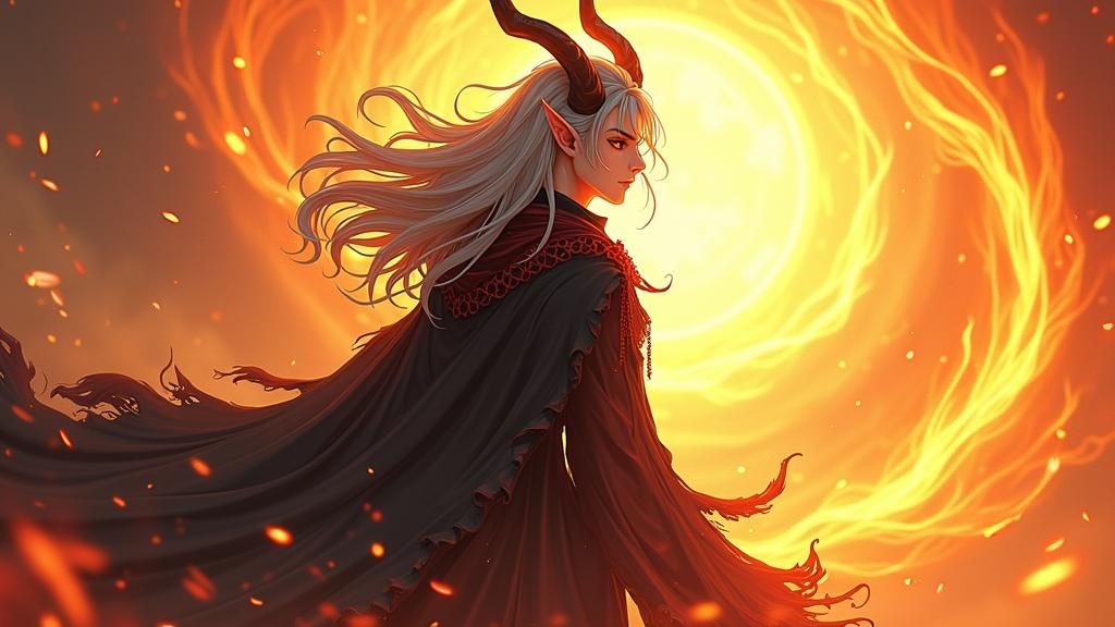 Wight Devil with Platinum Hair in 3D Anime Art