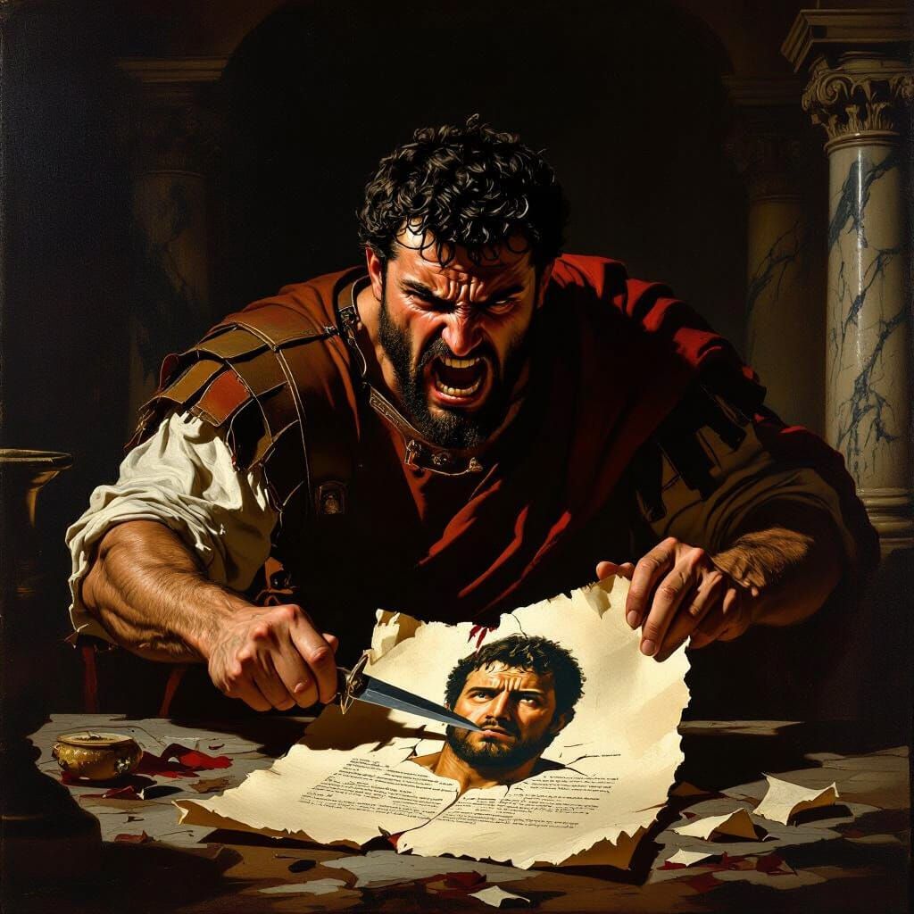 Furious Man Destroys Portrait in Roman Villa