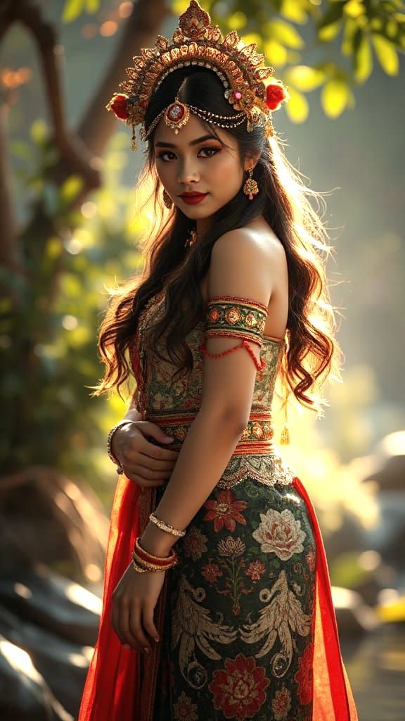 Yae Miko in Balinese Dress Photorealistic Style