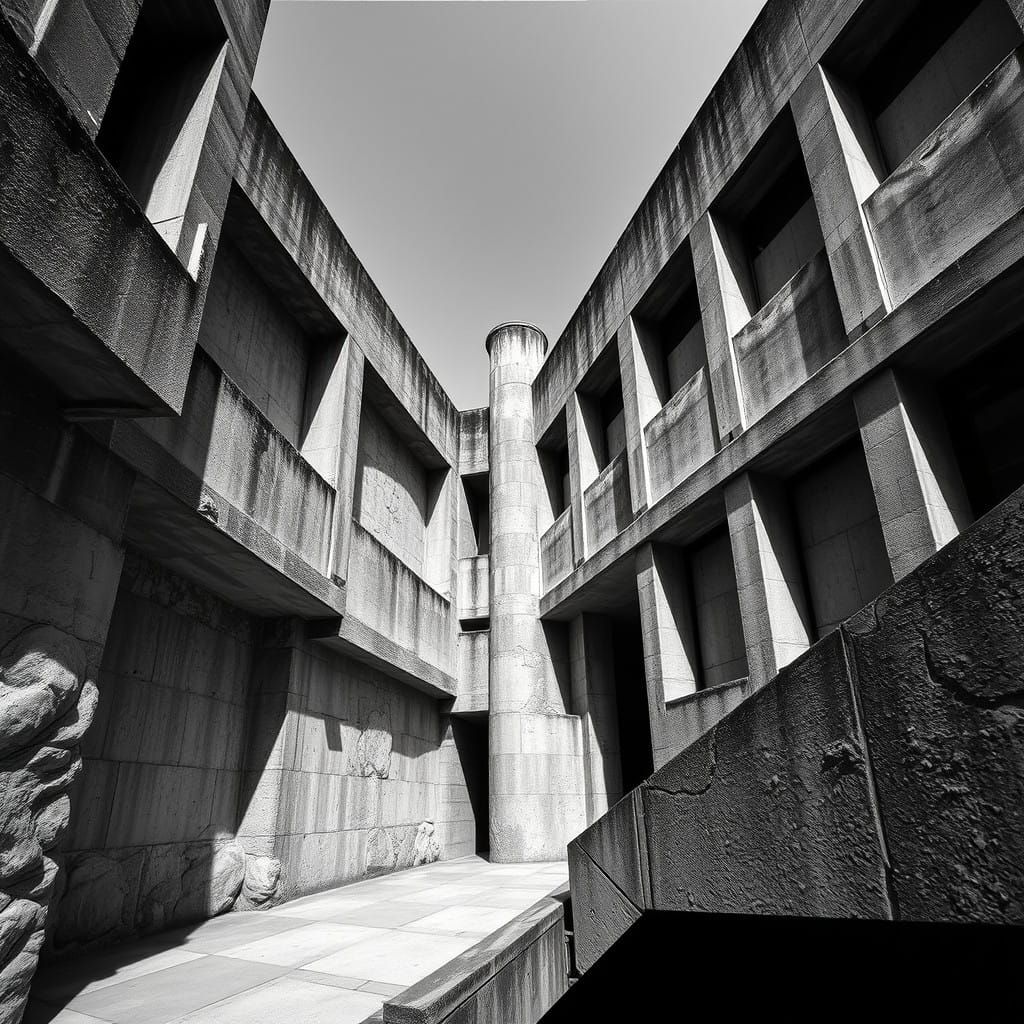 Brutalist Architecture in Monochromatic Harmony