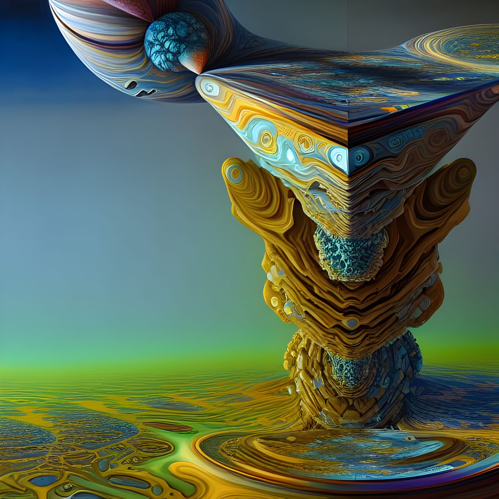 Abstract Geometric Fractal Painting in Soft Light