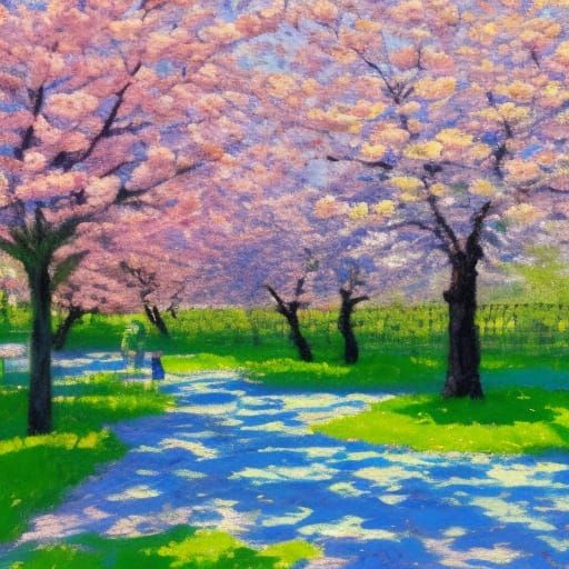 a road lined with cherry blossom trees 4