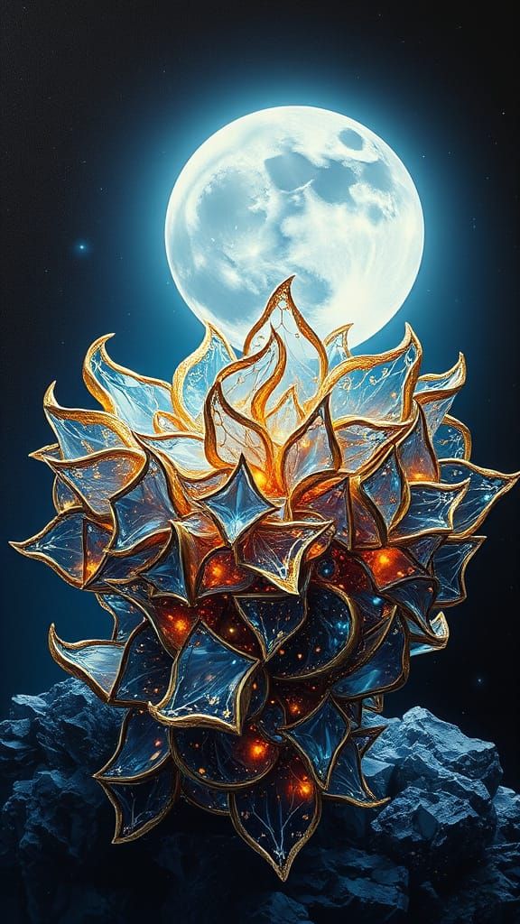 Crystalline Structure with Flecks of Gold and Silver Shining...