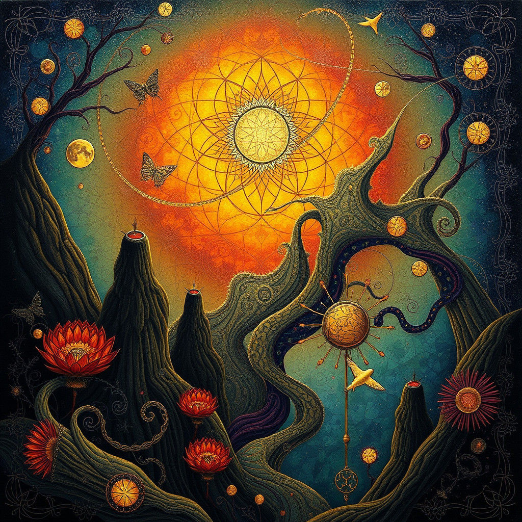 Mother Earth in Art Deco Fractal Cubism