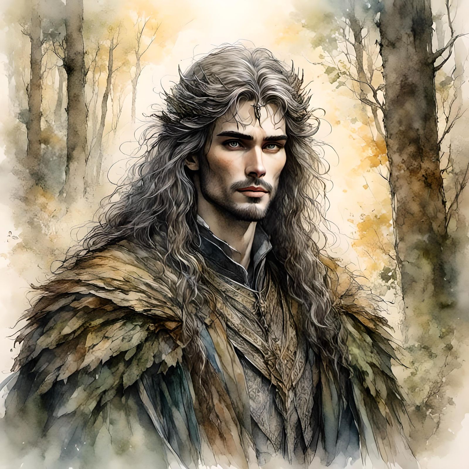 Ethereal Fantasy Portrait in Sketch Style