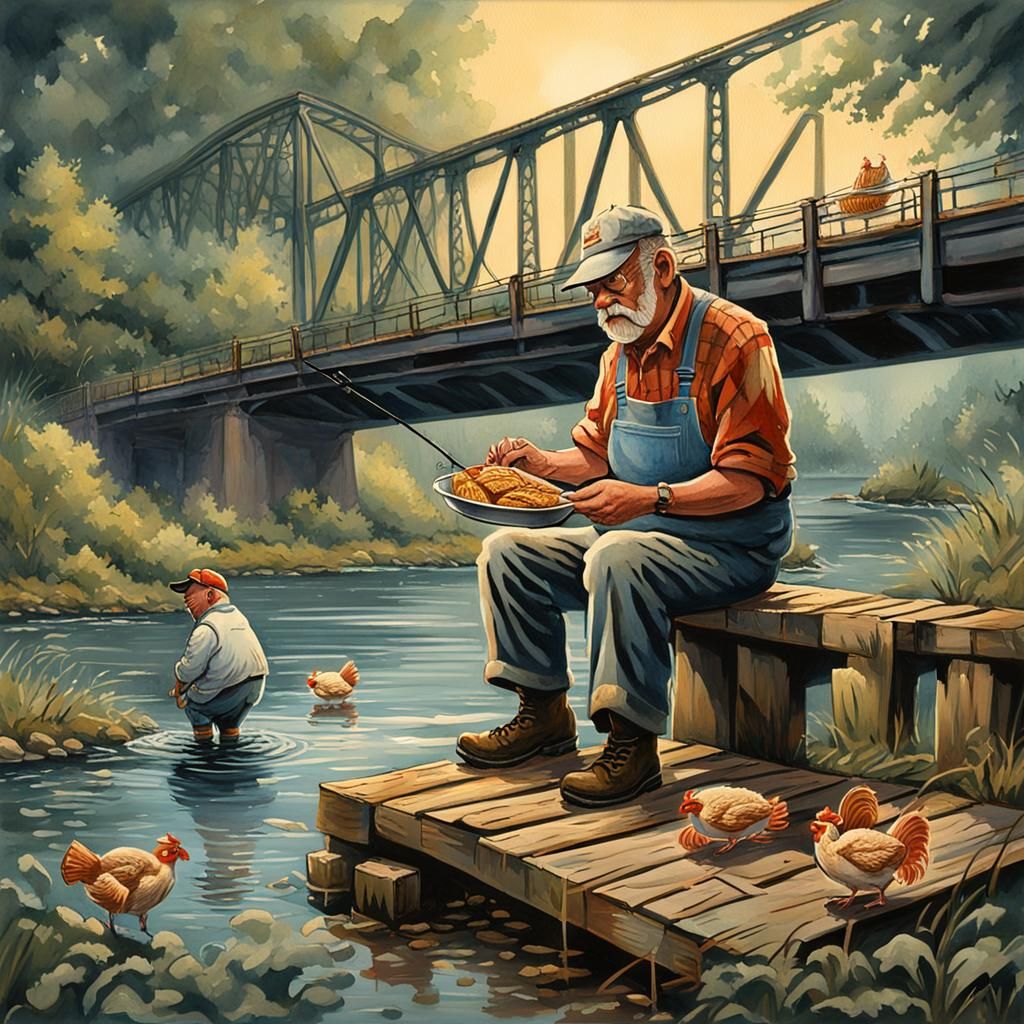 Janitor's Catfish Lunch: Comic Art in Gouache Style