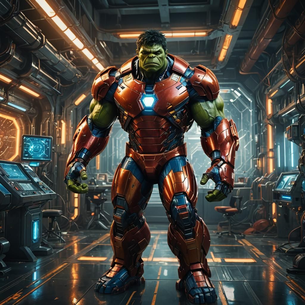 Hulk in Iron Man Suit: Futuristic Concept Art