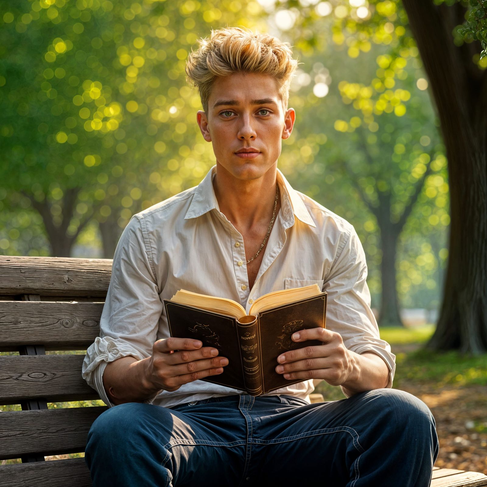 1950s Man Reading Book: Golden Age Portrait
