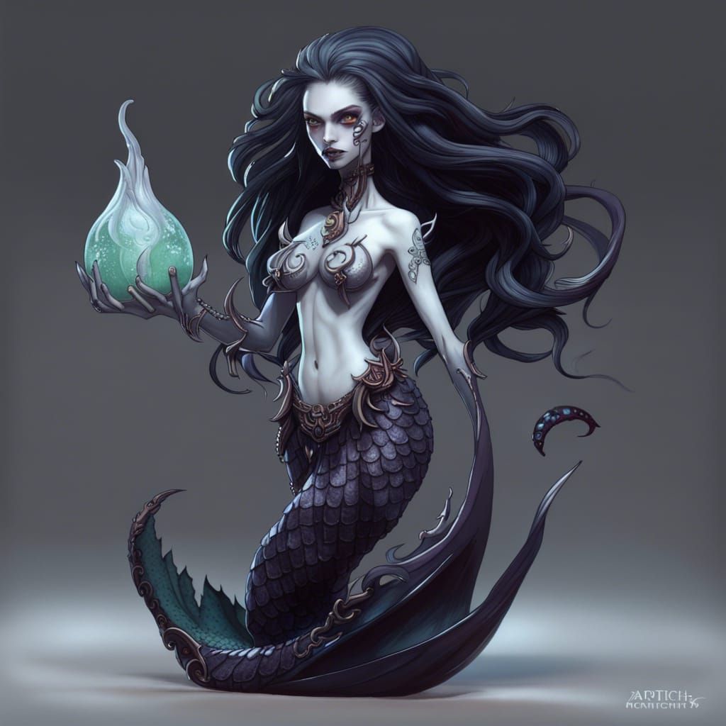 Eldritch Ghost Vampire Mermaid: Intricate Artstation Design