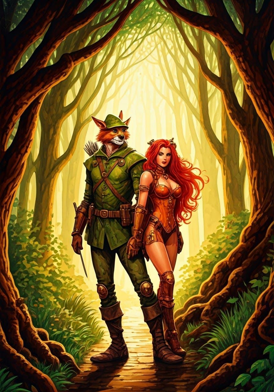 Robin Hood and Red Sonja in Steampunk Sherwood