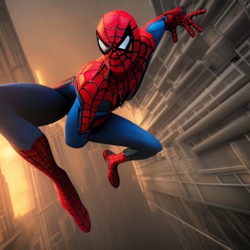 Futuristic Sci-Fi Spider-Man in Polished Metal