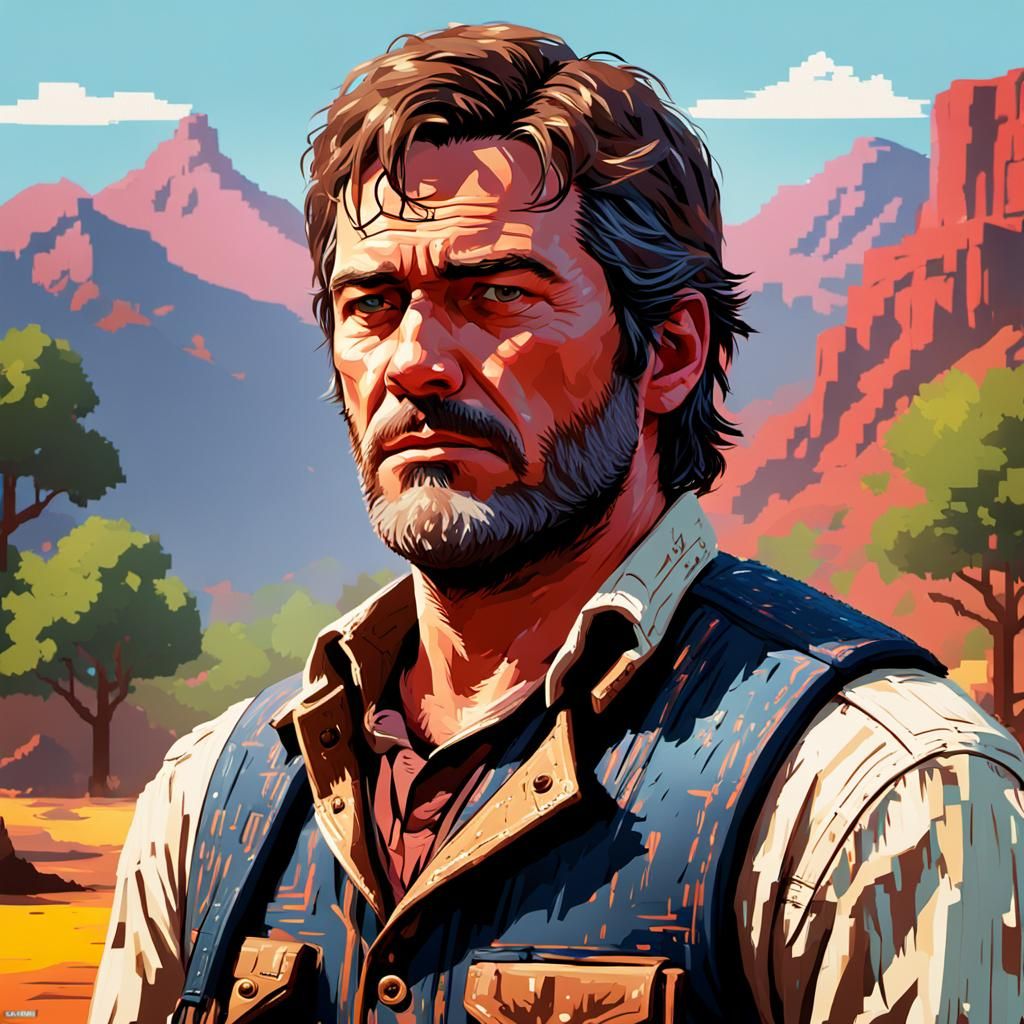 Pixel Art Arthur Morgan Portrait