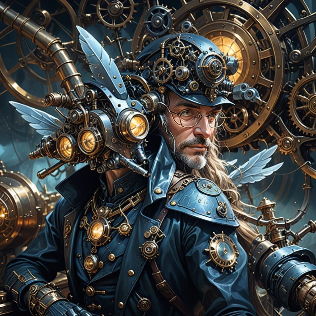 Steampunk Inventor Unveils Flying Machine in Digital Paintin...