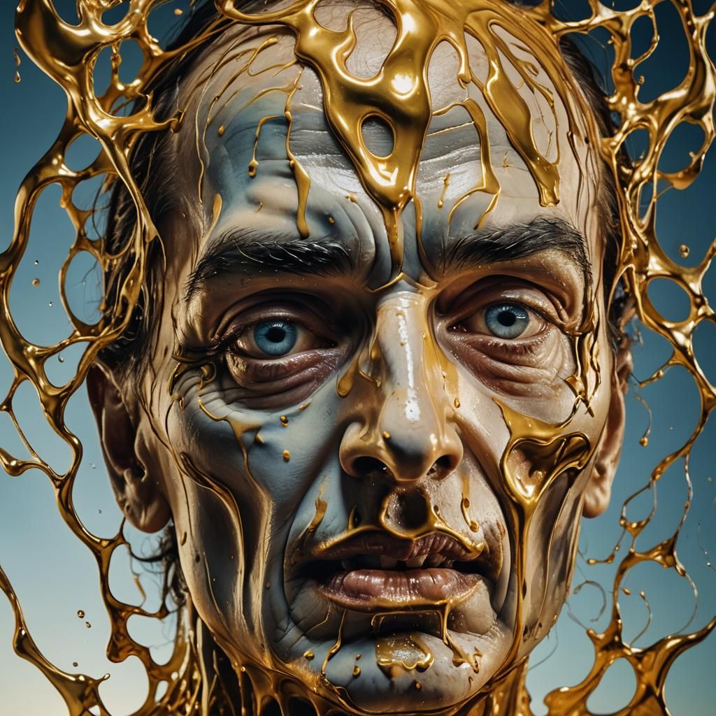 Surreal Melted Skin Figure Screaming in Terror