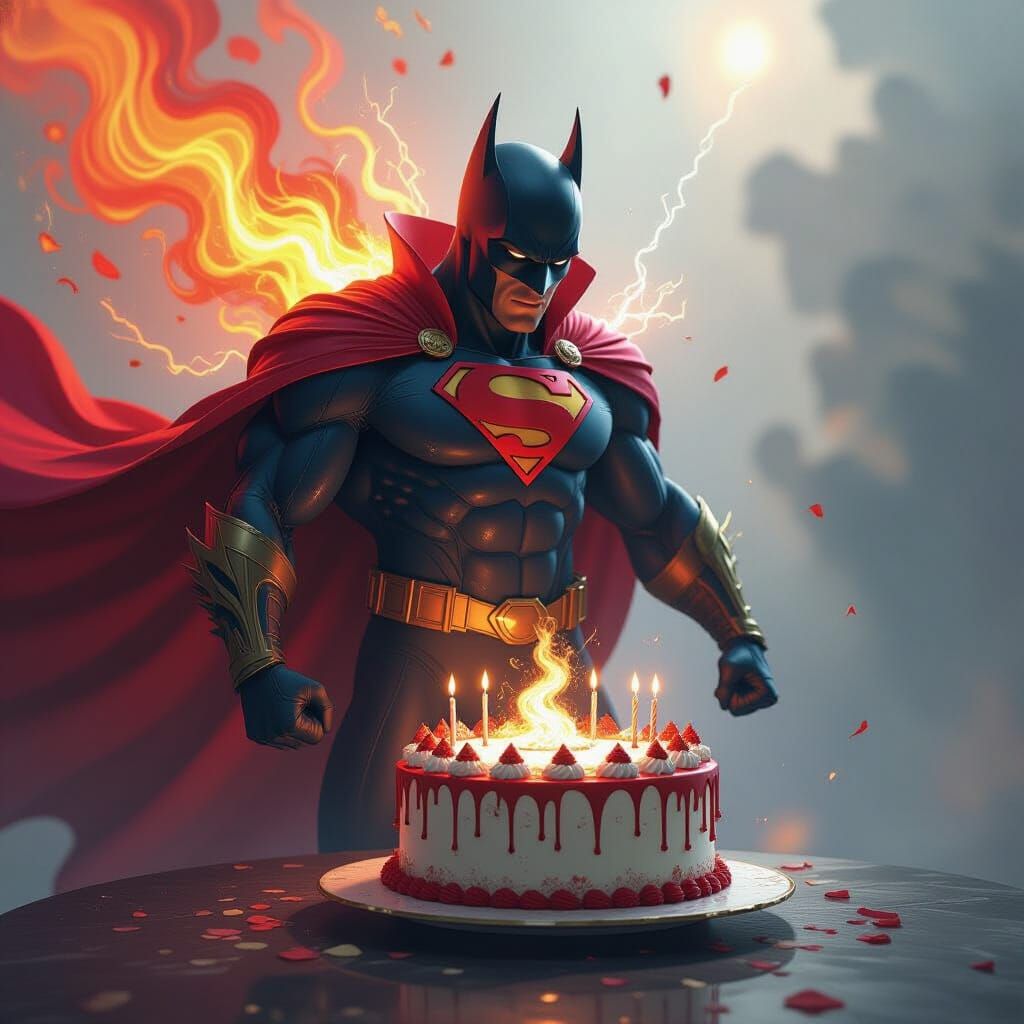 Elemental Hero Protects Decorated Cake