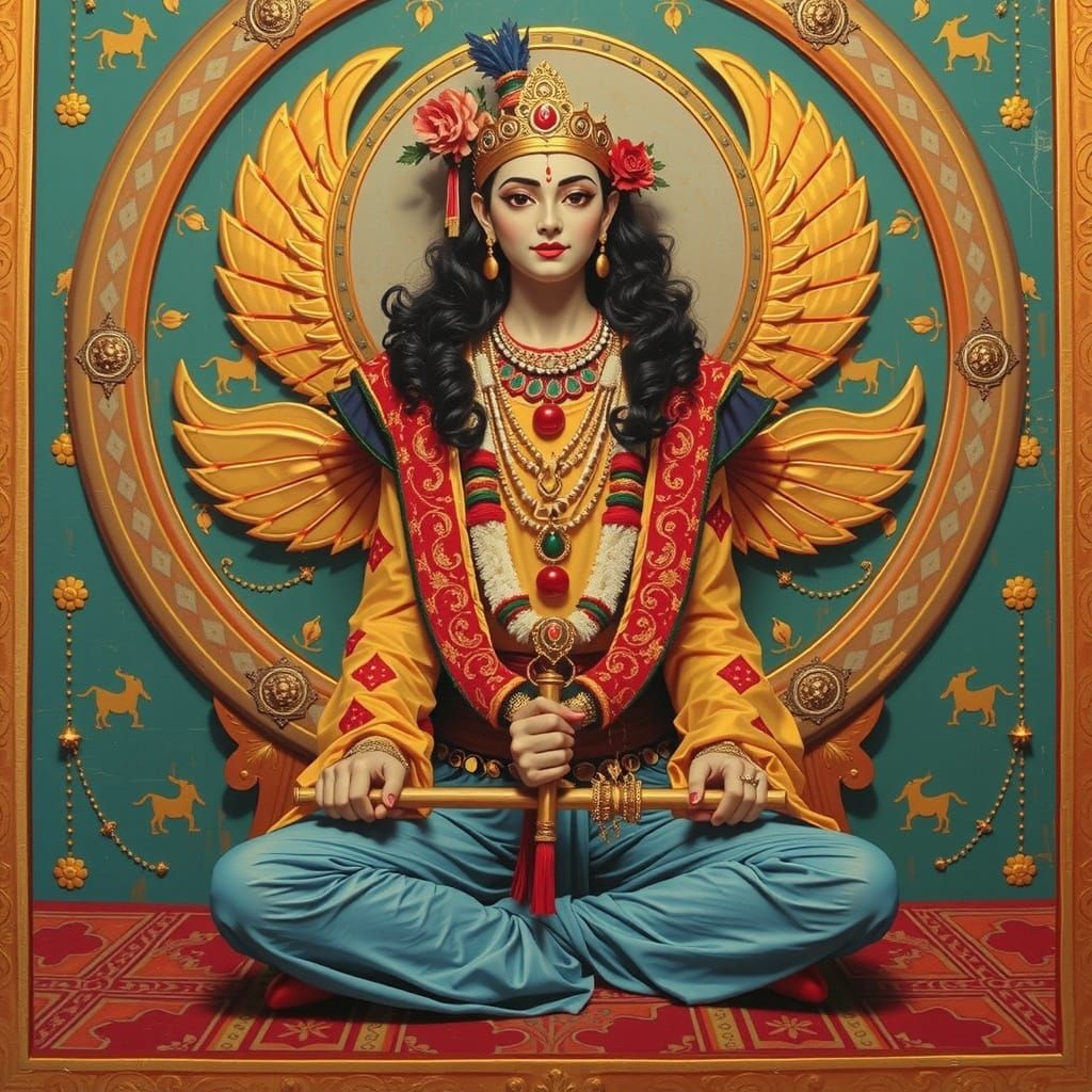 Tutankhamun, Harlequin, Geisha, Krishna Mashup