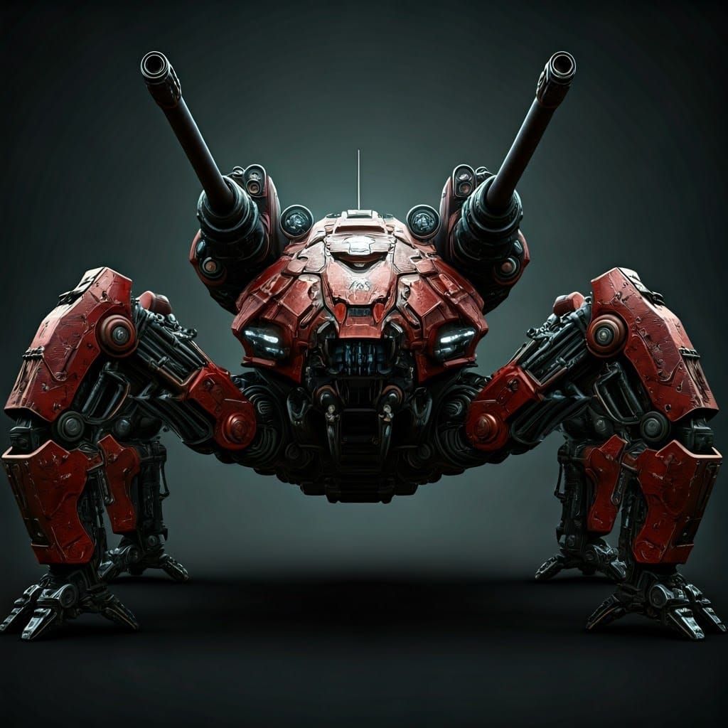 Gigantic Crimson Battle Spider Mech