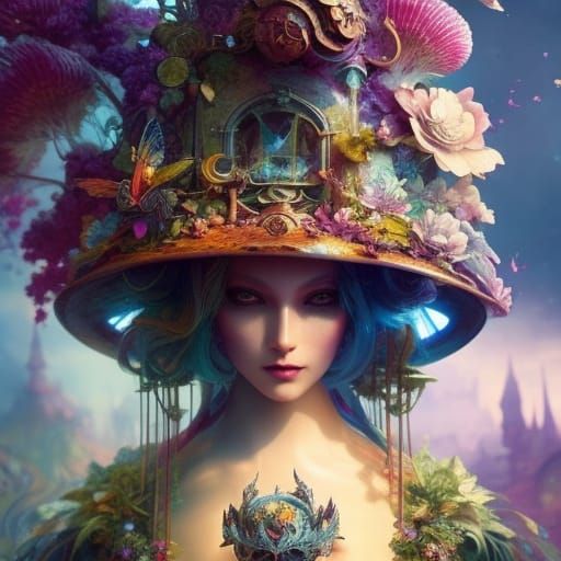 Enchanted Fantasy World with Cute House, Fantasycore Art