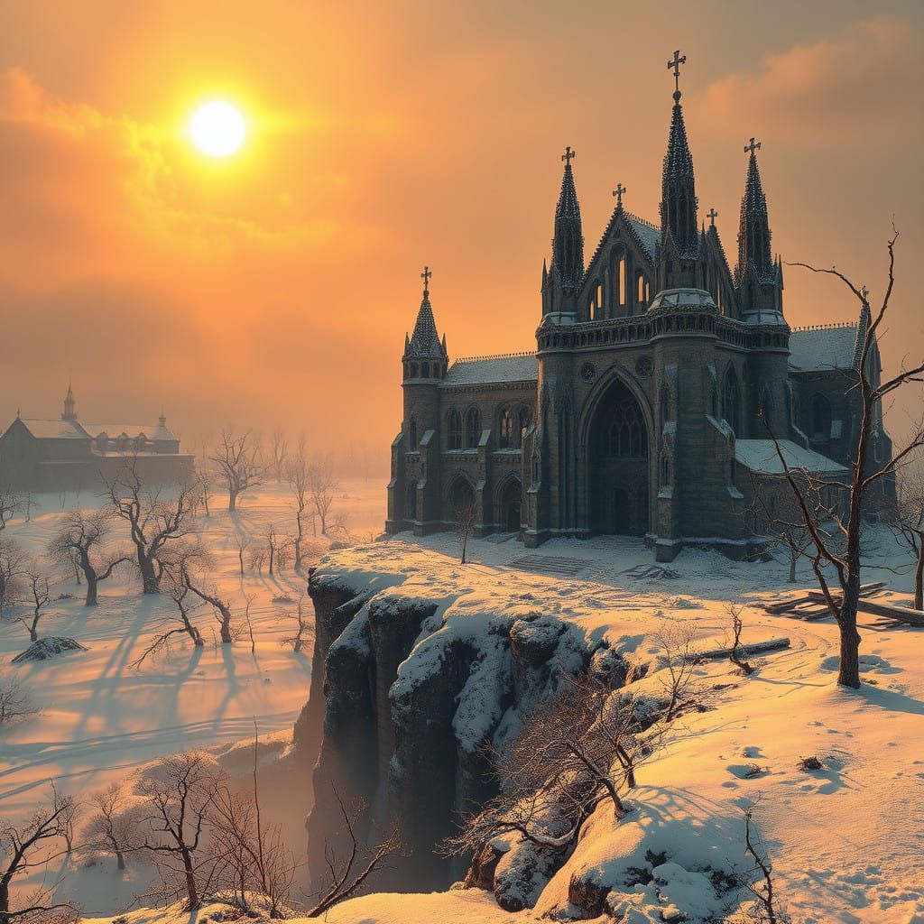 Desolate Post-Apocalyptic Winter Cathedral