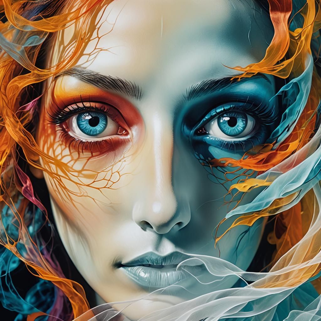 Ethereal Ghostly Woman Portrait in Surrealist Style