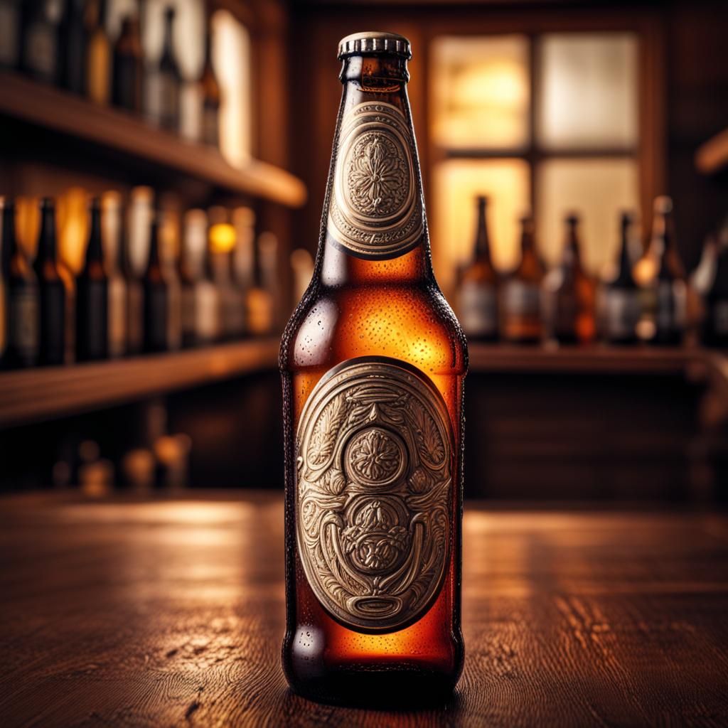 Hyperrealistic Opened Beer Bottle in High Definition