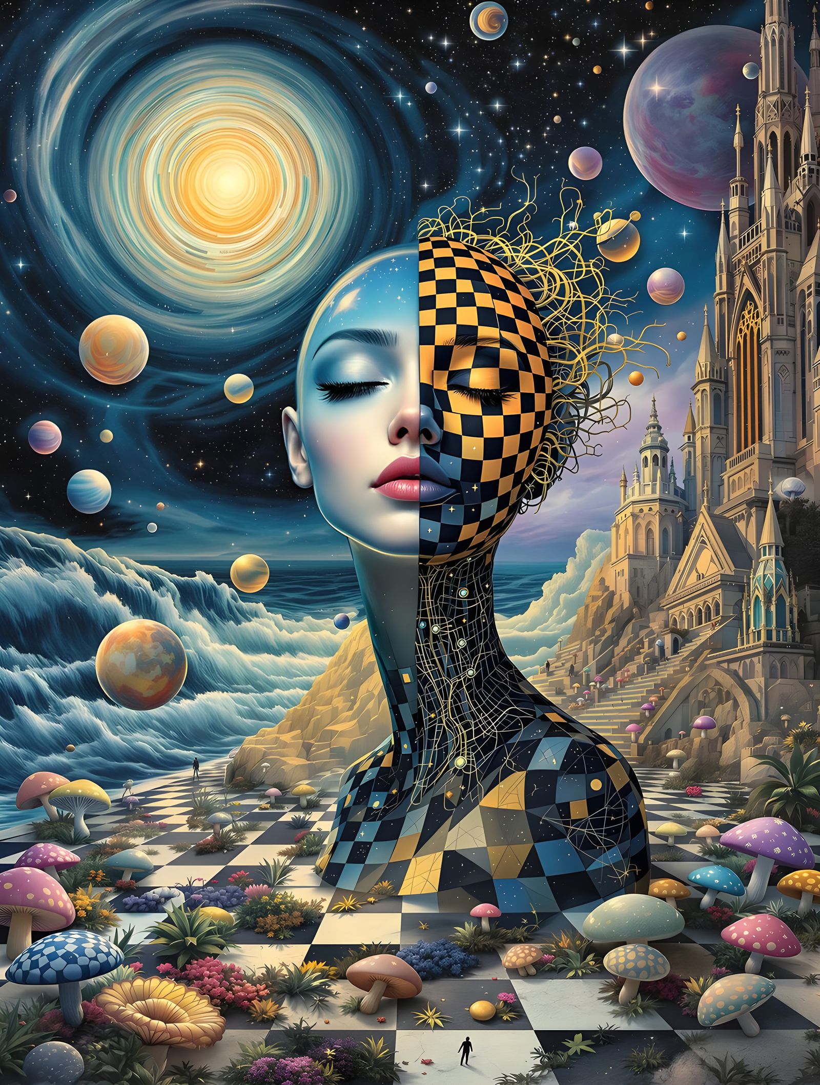 Surreal Dreamscapes Unite in a Cosmic Realm