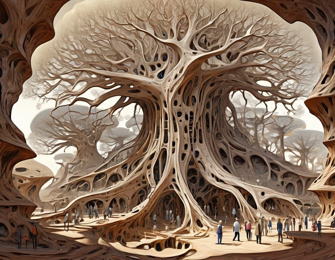 Otherworldly Life Forms in Abstract Minimalist Line Drawing