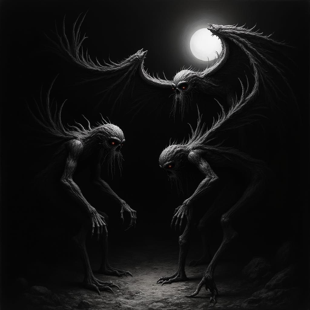 Gothic Creatures Emerge from Shadow