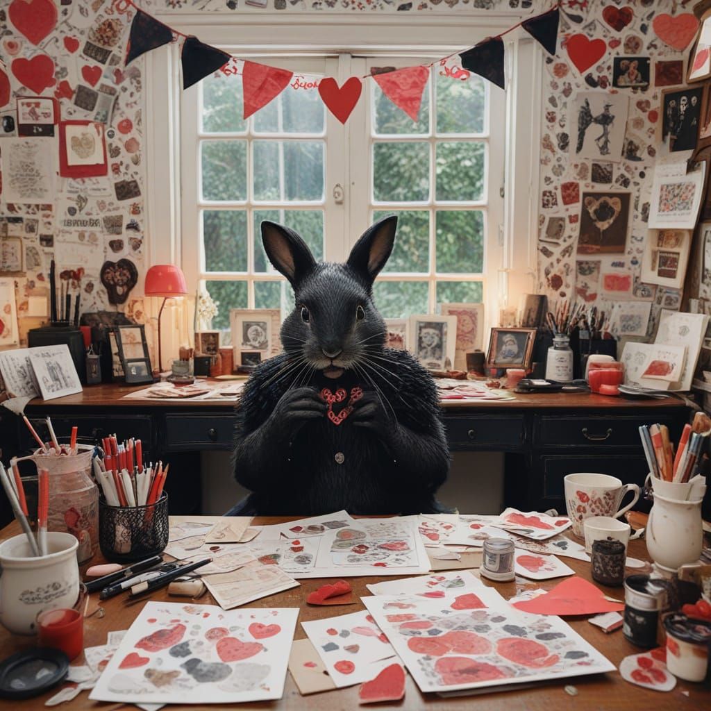 Goth Girl Crafts Whimsical Valentines in Watercolor Style