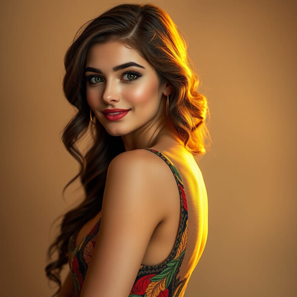 Elegant Woman Portrait in Art Nouveau Style