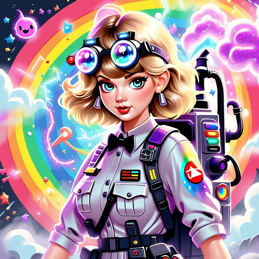 Kawaii Taylor Swift as Ghostbuster with Rainbow Pack