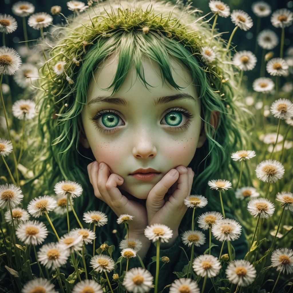 Marshmallow Fairy on Dandelion in Cinematic Style