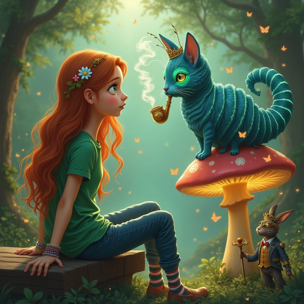 Enchanted Forest Scene in Whimsical Art Style