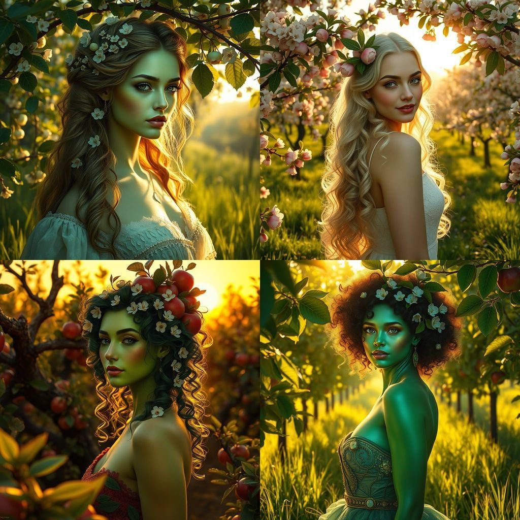 Apple Nymph in an Orchard, Digital Matte Painting