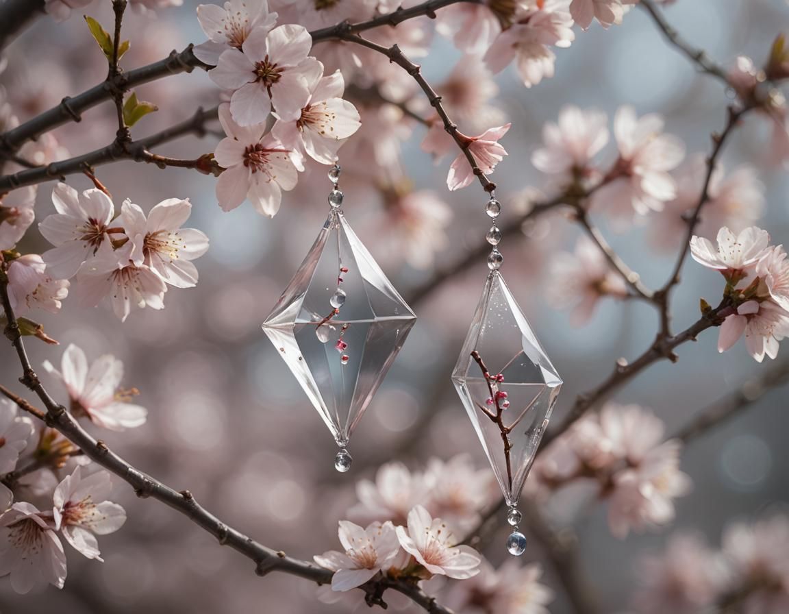 Glass Kite Among Cherry Blossoms: Macro Photography