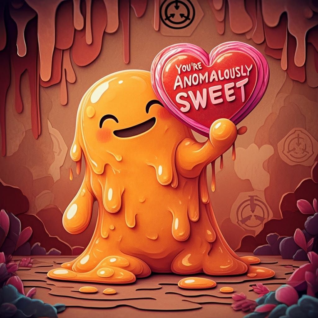 Vibrant Kirigami Artwork of an Adorable Slime Creature Holdi...