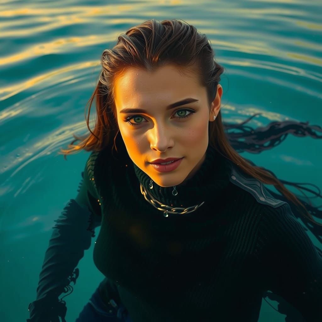 Serene Submerged Portrait in Photorealistic Style