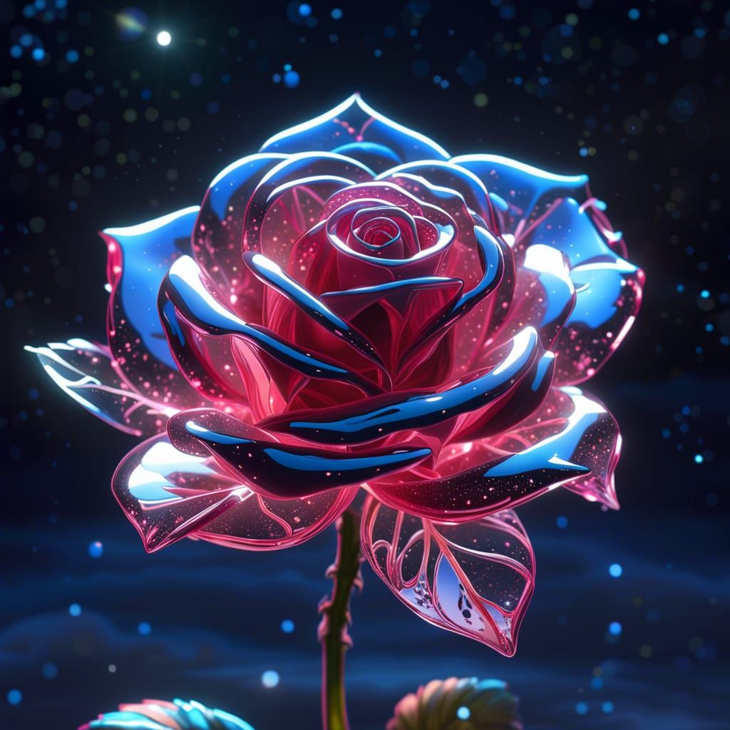 Recycled Plastic Rose Against Night Sky