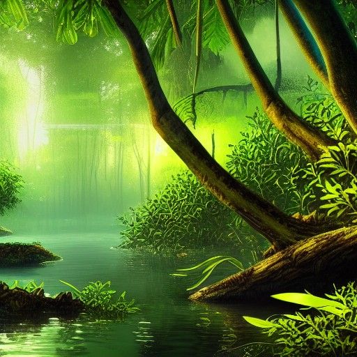 Fireflies in Mangrove Forest: Fantasy Concept Art