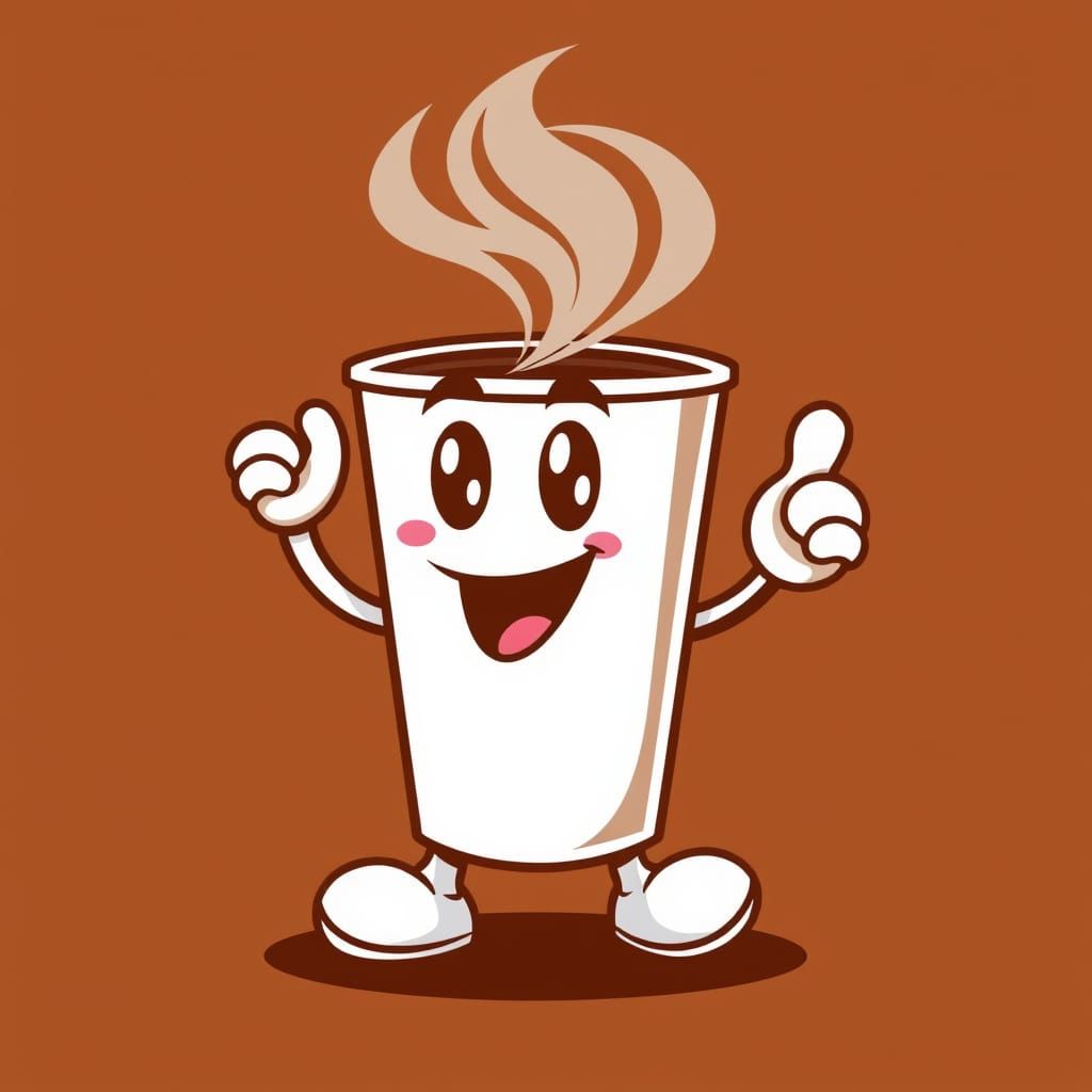 Abstract Coffee Cup Mascot in Modern Art Style